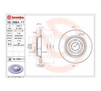 Disco de freno BREMBO 08.D864.11 trasero, macizo, 1 Pieza