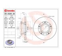 Disco de freno BREMBO 08.E026.20 trasero, macizo, 1 Pieza