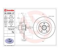 Disco de freno BREMBO 08B39627 trasero, macizo, 1 Pieza