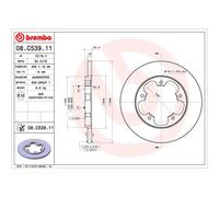 1X Disco de freno BREMBO 8.C539.11 para TRANSIT V363 Autobús (FAD, FBD) 2 2019-