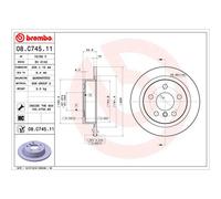 Disco de freno BREMBO 08C74511 trasero, macizo, altamente carbonizado, 1 Pieza