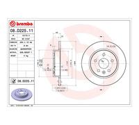 Disco de freno BREMBO 08D22511 trasero, macizo, 1 Pieza