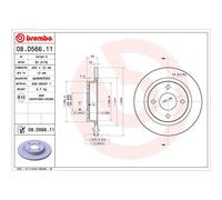Disco de freno BREMBO 08D56611 trasero, macizo, 1 Pieza