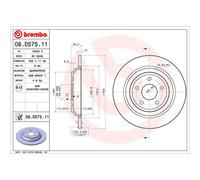 Brembo Disco de freno 08D57511 trasero macizo 1 pieza