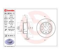 Disco de freno BREMBO 08D61611 hinten, macizo, 1 Pieza