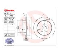 Disco de freno BREMBO 08D71211 trasero, macizo, 1 Pieza