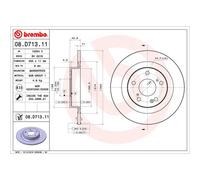 Brembo Disco de freno 08D71311 trasero macizo 1 pieza