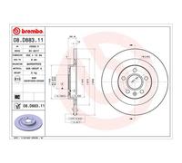 Disco de freno BREMBO 08D88311 trasero, macizo, altamente carbonizado, 1 Pieza