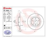 Disco de freno BREMBO 08D89311 trasero, macizo, altamente carbonizado, 1 Pieza
