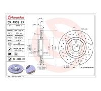 Disco de freno BREMBO 0949392X delantero, perforado, ventilado , perforado, 1 Pieza
