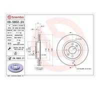 Disco De Freno Brembo 09.5802.21 Prime Line - Uv Coated para Lada Nissan Renault