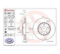 Disco De Freno Brembo 09.8937.11 Prime Line - Uv Coated para Nissan Opel Renault