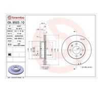Disco De Freno Brembo 09.9503.10 Prime Line para Hyundai Kia Naza Inokom