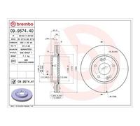 Disco De Freno Brembo 09.9574.41 Prime Line - Uv Coated para Hyundai Kia