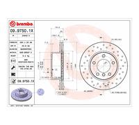 Brembo Disco de freno 09.9750.1X perforado ventilado interno 1 pieza para BMW 1 (E81) 2006-2011