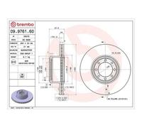 Disco De Freno Brembo 09.9761.60 Prime Line para Iveco Eje Trasero