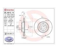 Disco De Freno Brembo 09.A913.11 Prime Line - Uv Coated para Daihatsu Toyota