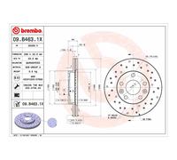 Disco de freno BREMBO 09.B463.1X,1 Piezza