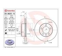 Disco De Freno Brembo 09.B633.10 Prime Line para Nissan Opel Renault Vauxhall