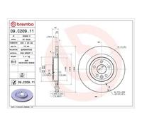 Disco De Freno Brembo 09.C209.11 Prime Line - Uv Coated para Jaguar Land Rover