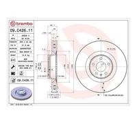 Disco De Freno Brembo 09.C426.11 Prime Line - Uv Coated para Audi
