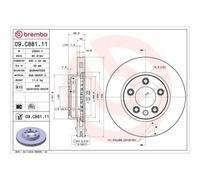 Disco De Freno Brembo 09.C881.11 Prime Line - Uv Coated para Porsche VW