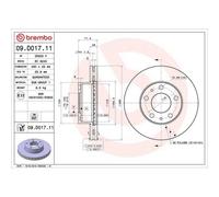 Disco De Freno Brembo 09.D017.11 Prime Line - Uv Coated para Citroën Fiat Opel