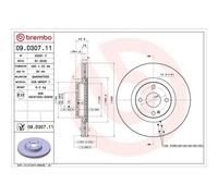 Disco De Freno Brembo 09.D307.11 Prime Line - Uv Coated para Fiat Mazda Abarth