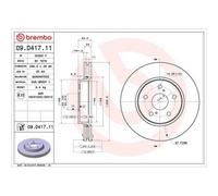 Disco De Freno Brembo 09.D417.11 Prime Line - Uv Coated para Toyota