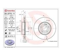 Disco De Freno Brembo 09.D772.11 Prime Line - Uv Coated para Mercedes Benz