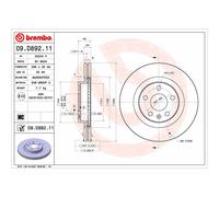 Disco de freno BREMBO 09.D892.11 delantero, ventilado , altamente carbonizado, 1 Pieza