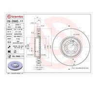 Disco De Freno Brembo 09.D985.11 Prime Line - Uv Coated para Mercedes Benz