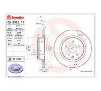 Disco de freno BREMBO 09B52211 trasero, ventilado , 1 Pieza