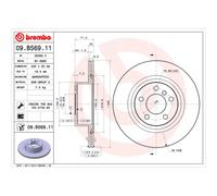 Disco de freno BREMBO 09B56911 trasero, ventilado , altamente carbonizado, 1 Pieza