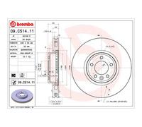 Disco de freno BREMBO 09C51411 delantero, ventilado , altamente carbonizado, 1 Pieza