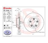 Disco de freno BREMBO 09C54911 delantero, ventilado , altamente carbonizado, 1 Pieza