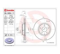 Disco de freno BREMBO 09C65411 delantero, ventilado , 1 Pieza