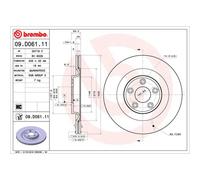 Disco de freno BREMBO 09D06111 trasero, ventilado , altamente carbonizado, 1 Pieza