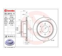 Disco de freno BREMBO 09D41311 trasero, ventilado , 1 Pieza