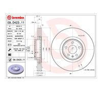 Disco de freno BREMBO 09D42311 delantero, ventilado , altamente carbonizado, 1 Pieza