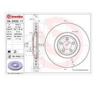 Disco de freno BREMBO 09D43311 delantero, ventilado , altamente carbonizado, 1 Pieza