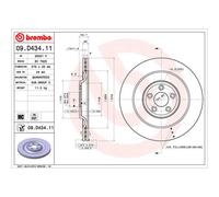 Disco de freno BREMBO 09D43411 trasero, ventilado , altamente carbonizado, 1 Pieza