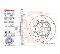 Disco de freno BREMBO 09D48233 trasero, ventilado , altamente carbonizado, 1 Pieza