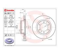 Disco de freno BREMBO 09D61711 delantero, ventilado , 1 Pieza