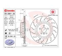 Disco de freno BREMBO 09D90123 trasero, ventilado , altamente carbonizado, 1 Pieza