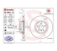 Disco de freno BREMBO 09D90413 delantero, ventilado , altamente carbonizado, 1 Pieza