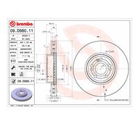 Disco de freno BREMBO 09D98011 delantero, ventilado , altamente carbonizado, 1 Pieza