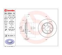 Disco de freno BREMBO 8533411 trasero, macizo, 1 Pieza