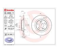 Disco de freno BREMBO 8909211 trasero, macizo, 1 Pieza
