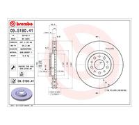Disco de freno BREMBO 9518041 delantero, ventilado , 1 Pieza